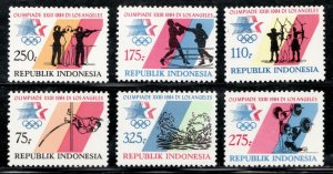1984 Indonesia Sc# 1228-33, MNH, Olympics Games in Los Angeles, MNH stamp set.