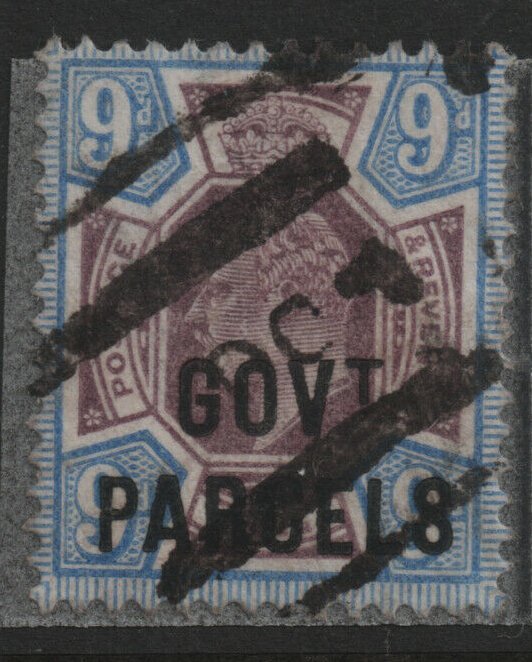 Great Britain 1902 SGO77 9d Purple & Blue Gov parcels over pressure-used 