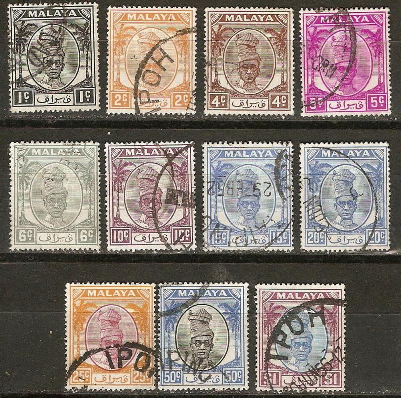 Malaya Perak 11 Different Used F/VF 1950-55 SCV $6.50