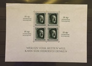 [AG] Germany 1937 Sc #B104 Mi Block 9 Mint *Hinged* Mi-CV 100€