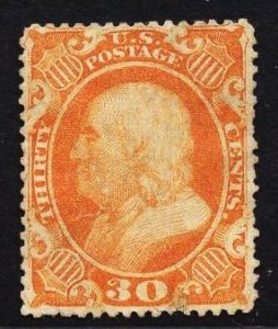 US Stamp #38 30c Orange Franklin USED SCV $425