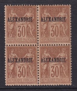 Alexandria (French Offices), Scott 10 (Yvert 12), MNH/HR block of four