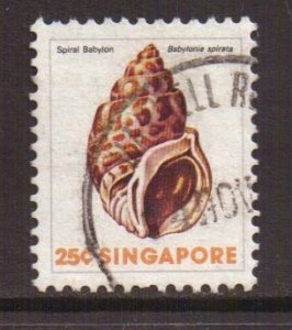 Singapore   #268   used   1977  sea shells  marine life  25c