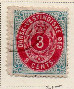 Danish West Indies Sc 6 1874 3c blue & carmine stamp used