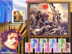 CLOSE OUT  SAO TOME 2010 EUGENE DELACROIX SOUVENIR SHEET MINT NH