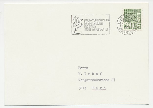 Card / Postmark Switzerland 1970 Figure Skating - European Championships