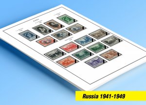 COLOR PRINTED RUSSIA 1941-1949 STAMP ALBUM PAGES (58 illustrated pages)