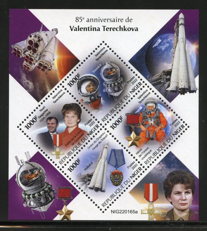 NIGER 2022  85th ANNIVERSARY OF VALENTINA TERECHKOVA SHEET MINT NH