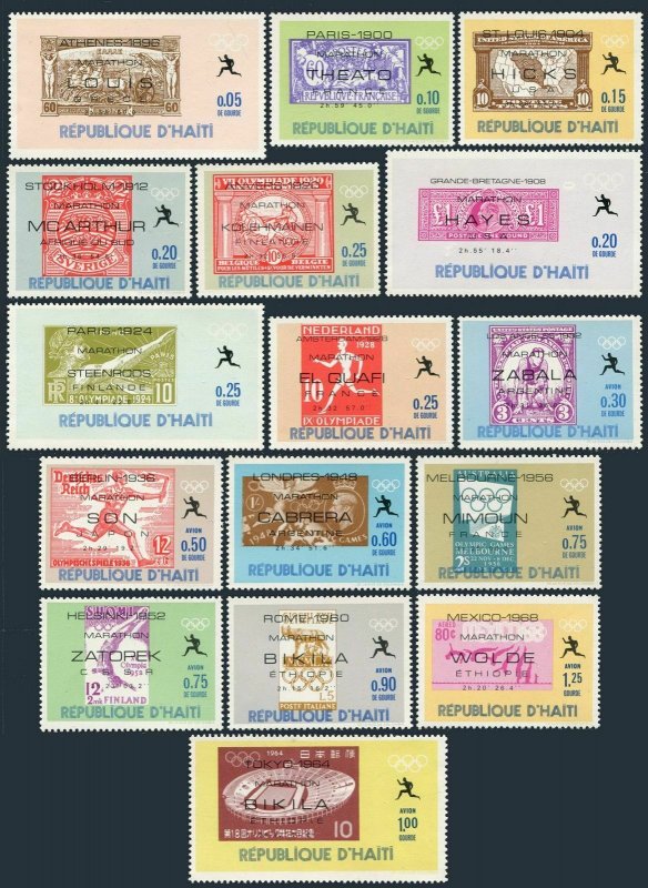 Haiti 616A-616O.Mi 1028-1043. Olympic Marathon Winners,1969.Stamps of the World.