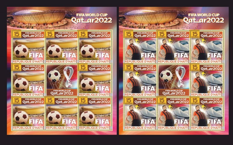 Stamps.World Cup in Qatar Soccer Haiti 2022 year , 6 sheet perforated