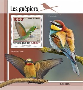 DJIBUTI - 2021 - Bee-eaters - Perf Souv Sheet - Mint Never Hinged