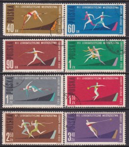 Poland 1962 Sc 1079-86 Javelin Discus Hammer Throw Relay Race Hurdles Stamp CTO