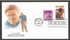 US # 1801 & # 975 Will Rogers Fleetwood Combo FDC - I Combine S/H