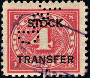 RD3 4¢ Stock Transfer Stamp: Double Transfer (1918) Perfin