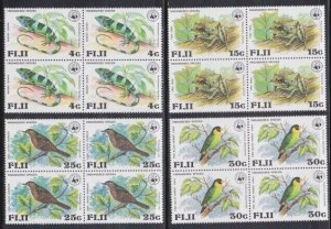 FIJI 1979 WWF Endangered Species Birds set MNH blocks of 4..................V944 