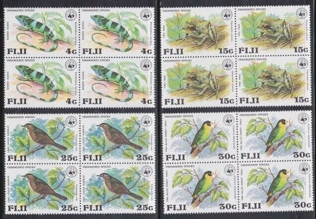 FIJI 1979 WWF Endangered Species Birds set MNH blocks of 4..................V944