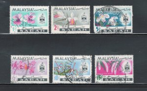 Malaysia - Sabah 1965 Orchids Scott # 17 - 22 Used (Short Set)