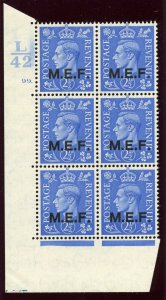 BOFIC 1943 KGVI 2½d light ultramarine Control L42 Cylinder 99 dot MNH. SG M13.