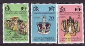 New Hebrides (FR)-Sc#233-5- id8-unused NH set-QEII 25th coronation-1978-