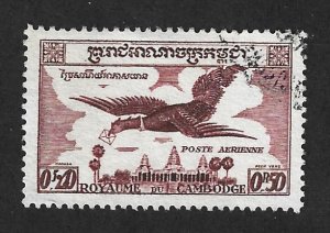 CAMBODIA Scott #C10 Used 0.50r Air Mail stamp