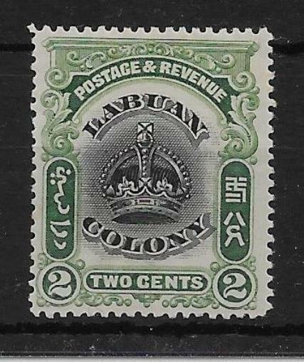 LABUAN SG118a 1902 2c BLACK & GREEN p14½-15 MTD MINT