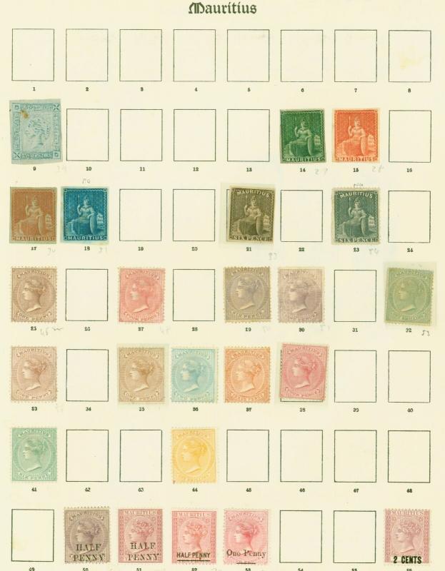 Mauritius Early Mint Classics Stamp Collection on Old Imperial Pages CV £11,000