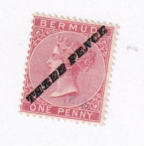 BERMUDA # 11 VF-LOOKS MNH3p ON 1p SURCHARGED EXPERT MARK ON BACK CV $19,000