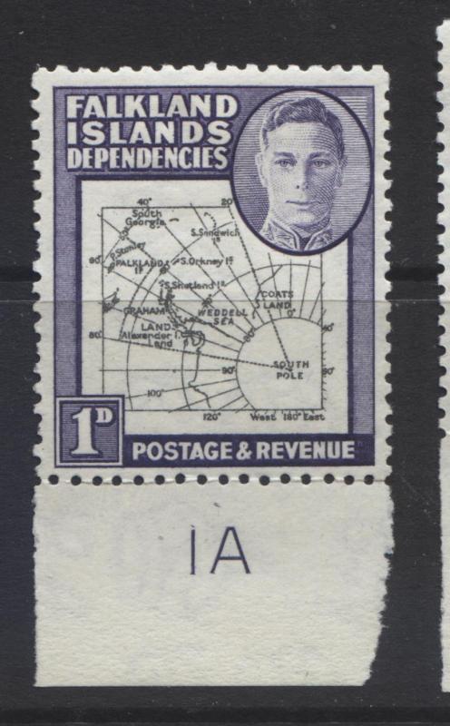 Falkland Is Dep.- Scott 1L2- Maps - 1946 - MLH - Single 1d Stamp1