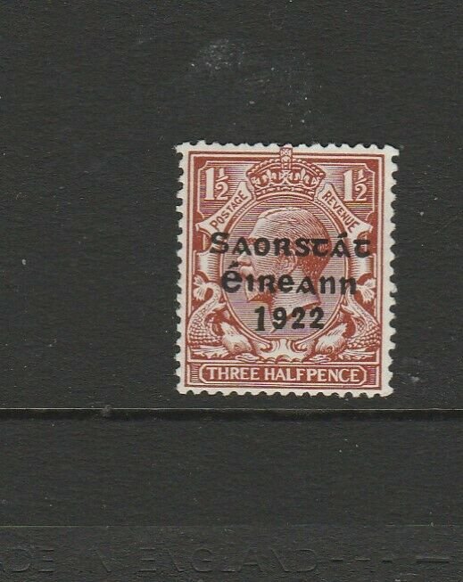 Ireland 1922/3 Opt on GB, 1 1/2d Long 1 to 1922, MM SG 69a