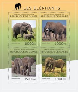 GUINEA - 2014 - Elephants - Perf 4v Sheet - Mint Never Hinged