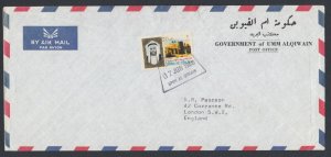 Umm Al Qiwain Mi 8A on 1968 Official Air Mail Cover to London, sound, VF