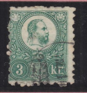 HUNGARY, 1871 Engraved, 3k. Green, used.