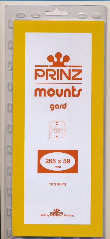 Prinz Scott Stamp Mount 59/265 mm - CLEAR - Pack of 10 (59x265 59mm)  STRIP #951