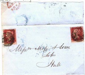 GB Cover London LATE FEE 1d Red *Conduit St* UDC Hull CDS 1857{samwells}ZB112