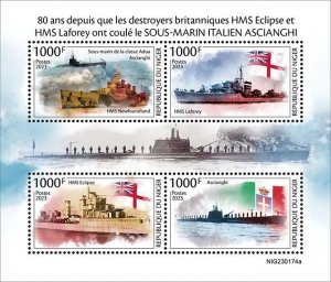 NIGER - 2023 - WWII, HMS Eclipse & Laforey  - Perf 4v Sheet - Mint Never Hinged