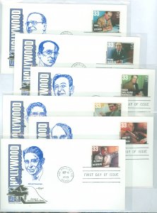 US 3339-3344 1999 33c Hollywood composers set of six on six unaddressed FDCs with matching artmaster cachets