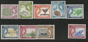 PITCAIRN ISLANDS 20-30 (MISSING 29) HINGED, 1957 ISSUE