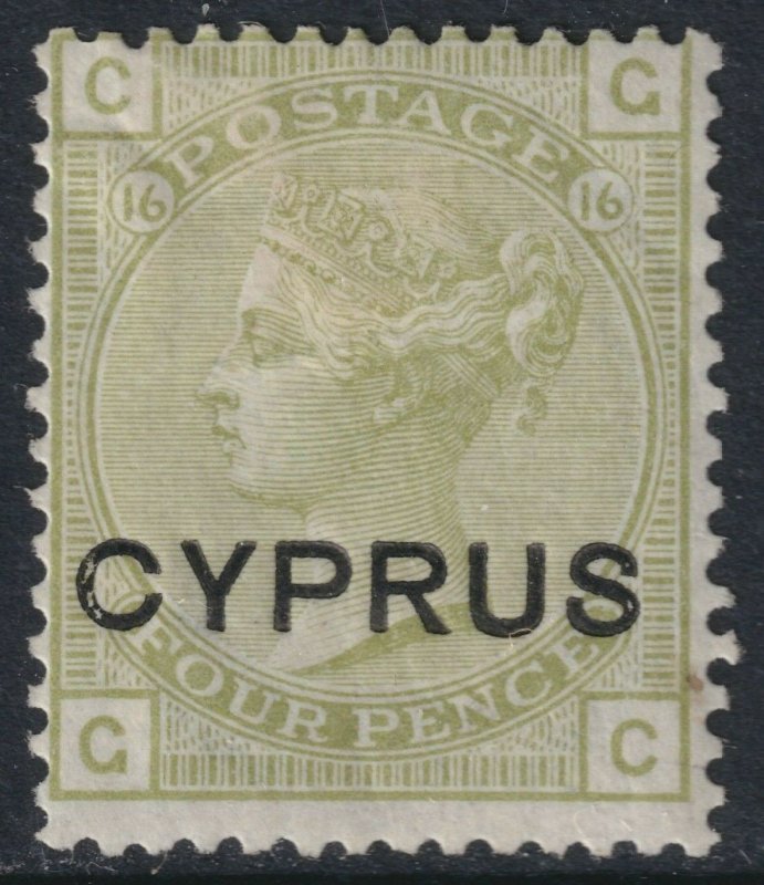 Sc# 4 Cyprus QV Queen Victoria 4 pence 1880 MMH plate 16 issue CV $150.00