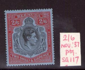 BERMUDA George VI 2/6 SG117 Nov. 37 ptg. lightly hinged condition. 