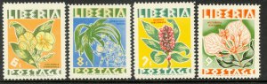 LIBERIA 1955 FLOWERS Set Sc 350-353 MNH