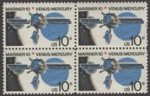 1975 Space Mariner Block Of 4 10c Postage Stamps, Sc# 1557, MNH, OG