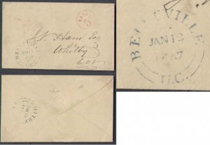 Canada-cover #1635 - Stampless-Hastings Cty-Belleville,UC-Ja 12 1857- double bro