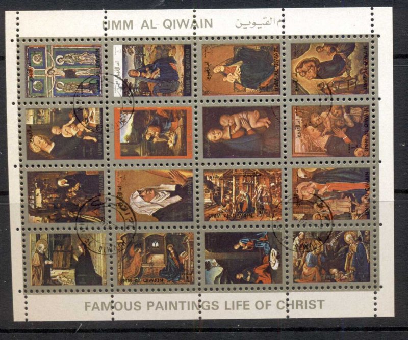 Umm Al Qiwain 1972 Mi#1178-1193 Life of Christ Paintings (II) small size CTO