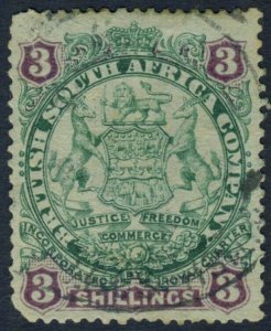RHODESIA 1896 SC #36 3-Shillings with light cancel scv $47.50  *Bay Stamps*