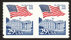 1992 U.S 29¢ Flag imperf coil pair MNH Sc# 2609b CV$75.00