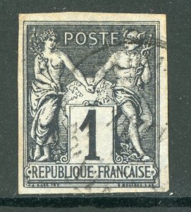 France Colonies 1878 Peace & Commerce 1¢ Black Type 2 Sc# 38 VFU D658