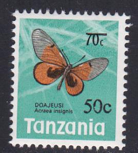 Tanzania  # 136, Butterfly Stamp Revalued, Mint Nh Half Cat.