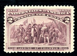 USAstamps Unused FVF US 1893 Columbian Expo Landing of Columbus Scott 231 OG MNH