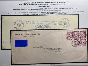 1939 Dublin Ireland American Consular Service Airmail Cover To Washington DC USA