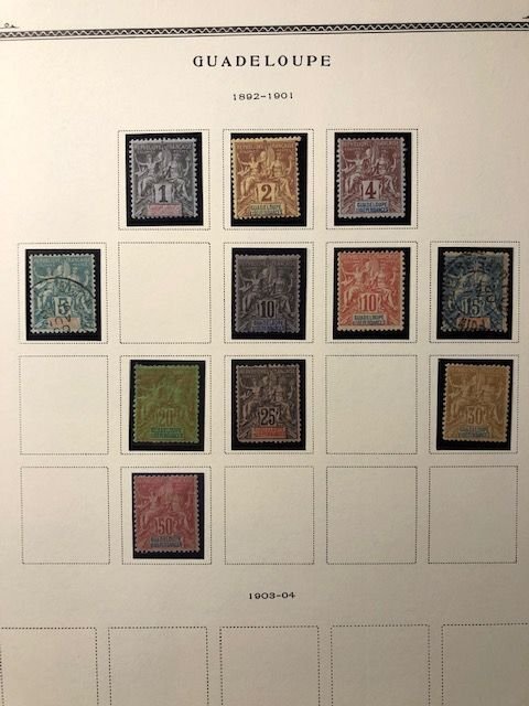 Guadeloupe - 18ea Album Pages - Stamps in Mounts - See Scans
